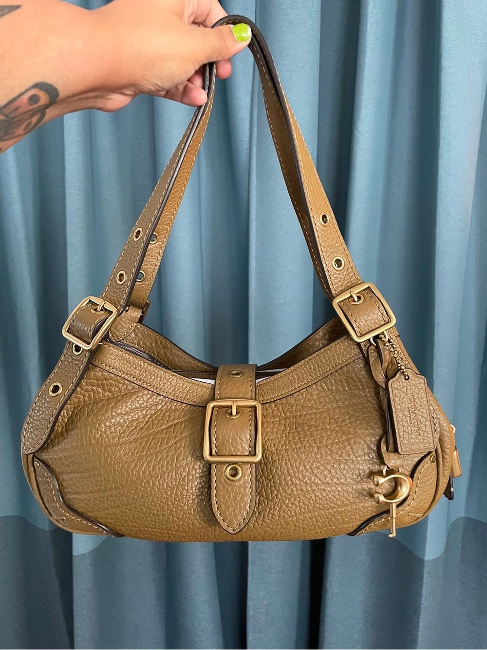 COACH Drifter Shoulder Bag 31 - Muted Olive CFM45 - NWT - Pebbled Leather